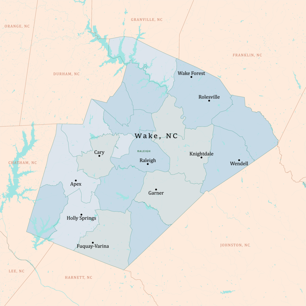Smith Debnam Attorneys at Law - Map of Wake County