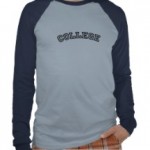 a long sleeved shirt with college written on it