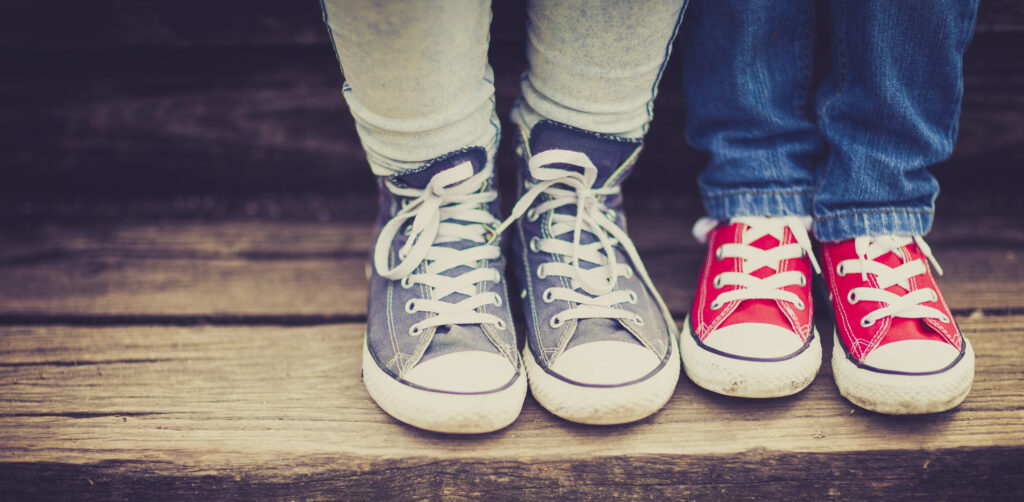 Close up image of vintage sneakers outdoors.