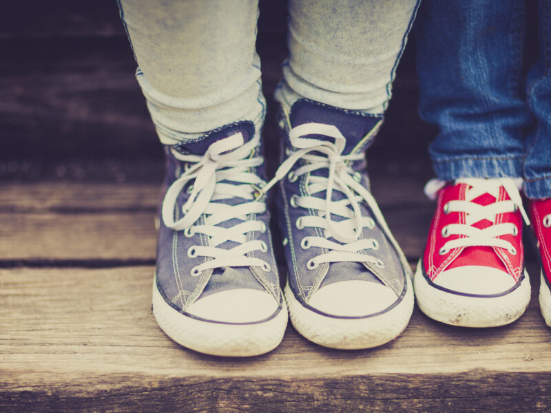 Close up image of vintage sneakers outdoors.